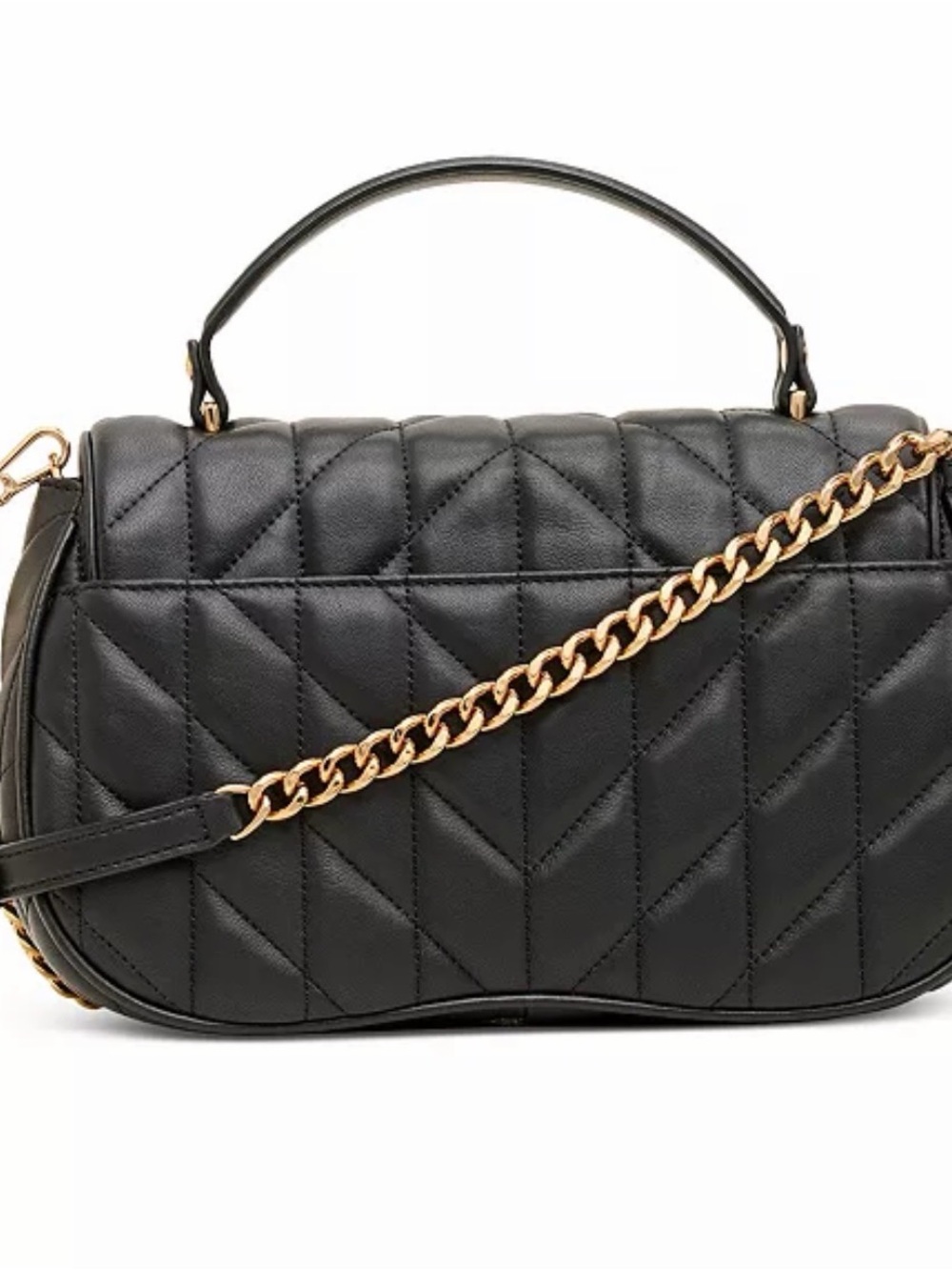 Karl Lagerfeld Paris Quilted Black Leather Top-Handle Shoulder Bag - Picture 2 of 8